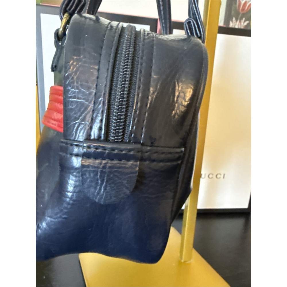 Puma Mini Boston Bag Blue Red Faux Leather Handbag - Picture 4 of 7